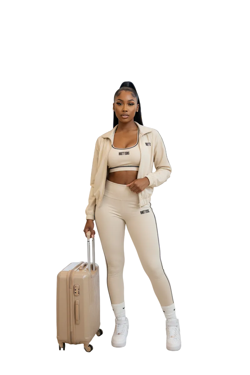 Ensemble Yoga Premium Beige - 3 Pièces NINETYICONS